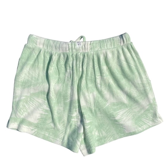 Roxy Endless Daze Shorts palm tree lounge casual green white womens small NWT - Picture 3 of 5